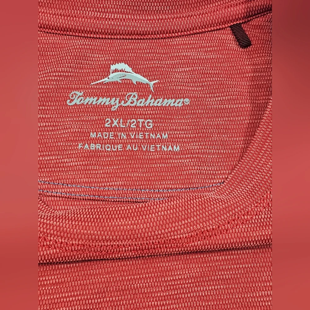 Tommy‎ Bahama Shirt Mens Medium Red Tencel Lyocell Short Sleeve Ventilated